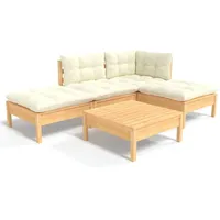 VidaXL Modell 9 Loungeset mit Creme Kissen Kiefernholz
