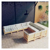 VidaXL Garten-Lounge-Set 10-tlg. creme Kiefernholz