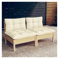 VidaXL 2-Sitzer Gartensofa Loungesofa creme