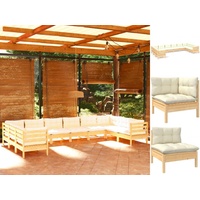 VidaXL Garten-Lounge-Set 10-tlg. beige Kiefernholz