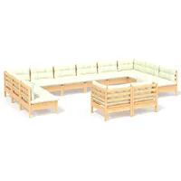 VidaXL Garten-Lounge-Set 12-tlg. creme Kiefer