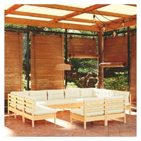 VidaXL Garten-Lounge-Set 11-tlg. creme Kiefer
