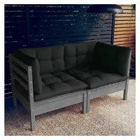 VidaXL Gartensofa Massivholz Kiefer Kissen anthrazit/grau 3096012