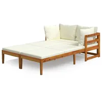 VidaXL Sonnenliegen mit Cremeweißen Kissen 2 Stk. Akazienholz
