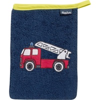 Playshoes Unisex-Kinder 340094 Frottee-Waschhandschuh Feuerwehr, 11-Marine, 15x20 cm