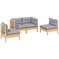 VidaXL Garten-Lounge-Set 4-tlg. grau Kiefer