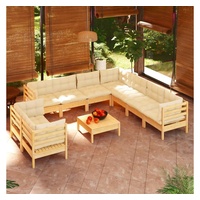 VidaXL Garten-Lounge-Set 10-tlg. creme Kiefer