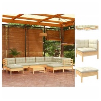 VidaXL Garten-Lounge-Set 10-tlg. beige Kiefer