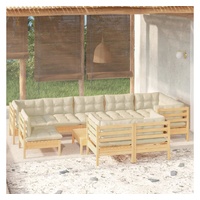 VidaXL Garten-Lounge-Set 10-tlg. creme Kiefer