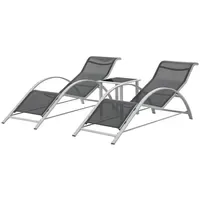 [en.casa] Binetto Set 3-tlg. Grau/Schwarz