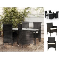 VidaXL 5-tlg. Garten-Essgruppe mit Kissen Poly Rattan Schwarz