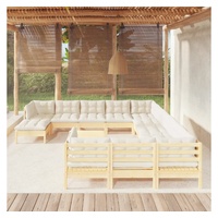 VidaXL 13-tlg. Loungeset creme Kiefernholz