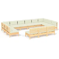 VidaXL 13-tlg. Loungeset mit Creme Kissen Kiefer beige