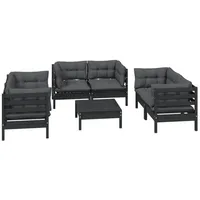 VidaXL Garten-Lounge-Set 7-tlg. Kiefer schwarz