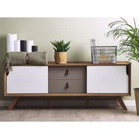Beliani TV-Möbel Acton Braun / Weiß