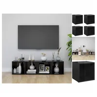 VidaXL TV-Schränke 4 Stk. Hochglanz-Schwarz 37x35x37 cm Holzwerkstoff
