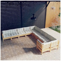 VidaXL Garten-Lounge-Set 10-tlg. creme Kiefernholz