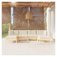VidaXL 6-tlg. Garten-Lounge-Set mit Creme Kissen Kiefernholz