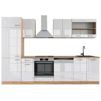 Vicco Küchenzeile R-Line 300 cm Weiß Hochglanz/Eiche