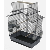 Ollesch Vogelkäfig Wellensittich Kanarien mit Freisitz & Zubebör schwarz