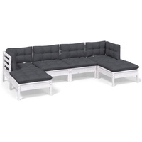 VidaXL Garten-Lounge-Set 6-tlg. weiß Kiefernholz