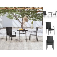 VidaXL 3-tlg. Garten-Essgruppe Poly Rattan Schwarz