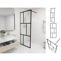 VidaXL Duschwand für Begehbare Duschen mit Hartglas Schwarz 80x195