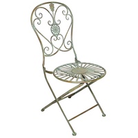 Levandeo Gartenstuhl H93cm Metall Rustikal Grün Antik Klappstuhl Garten-Deko