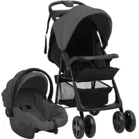 VidaXL 3-in-1 Kinderwagen dunkelgrau und schwarz 10390
