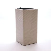 Eleganteinrichten Elegant Einrichten Pflanzkübel Polyrattan Säule 40x40x84cm Grau-Meliert