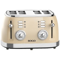 Sogo 4-Scheiben-Toaster Eternal Retro Serie, Toaster Beige