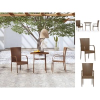 VidaXL 3-tlg. Garten-Essgruppe Poly Rattan Braun