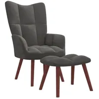 VidaXL Relaxsessel mit Hocker Dunkelgrau Samt