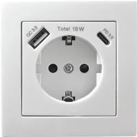 McPower Schutzkontakt-Steckdose "Flair", 1x USB-C - 18W Quickcharge -