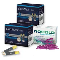 GlucoNavii Blutzucker-Teststreifen und Nodolo Lanzetten im Kombiset 1 St