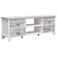 VidaXL TV-Schrank Weiß und Grau 108x30x40 cm Massivholz Paulownia