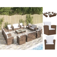 VidaXL Polyrattan Lounge Set 16-tlg. braun inkl. Auflagen 3095944