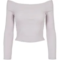 URBAN CLASSICS Ladies Off Shoulder Rib Longsleeve - Violet