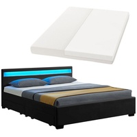 Juskys Polsterbett Lyon 140 x 200 cm mit Kaltschaummatratze