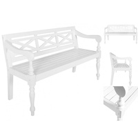 VidaXL Batavia-Bank Weiß 123 cm Massivholz Mahagoni