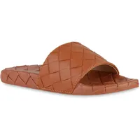 Stiefelparadies Damen Pantoletten in Hellbraun Muster,