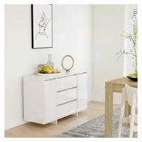 VidaXL Sideboard 3 Schubladen Hochglanz-Weiß 120x41x75cm Holzwerkstoff