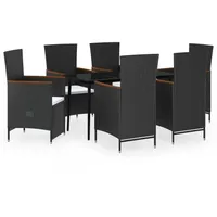 VidaXL Garten-Essgruppe 7-tlg. Schwarz
