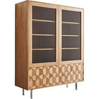 DeLife Vitrine Fevo 115x150 cm Akazie Natur L-Fuß