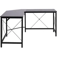 Homcom Computertisch L-Form Eckschreibtisch Winkelschreibtisch MDF Schwarz