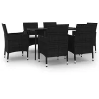 VidaXL Garten-Essgruppe 7-tlg. Schwarz