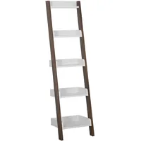 Beliani Bücherregal MOBILE DUO in Weiß/Dunkler Holzfarbton | Gr.: