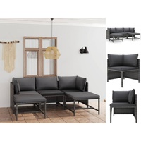 VidaXL 5-tlg. Garten-Lounge-Set mit Kissen Poly Rattan Grau