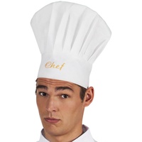 Boland 90647 - Kochmütze Chef, Weiß-Gelb, Unisex, Chefkoch, Hut,