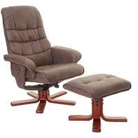 Mendler Relaxsessel HWC-E30, Fernsehsessel Liegesessel TV-Sessel mit Hocker Wildlederimitat